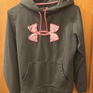 Under Armour olive green Hoodie with Pink Accents